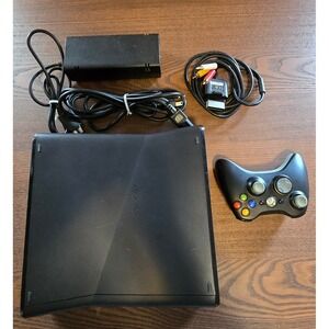 Microsoft Xbox 360 S Console Model 1439 Black Good Bundle with Controller Cords